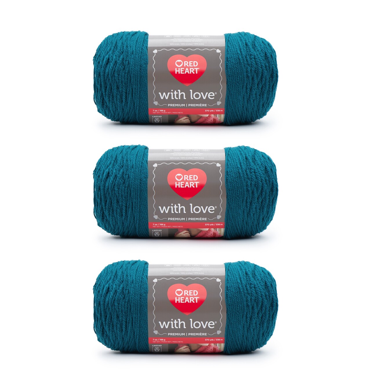 Red Heart With Love Mallard Yarn - 3 Pack of 198g/7oz - Acrylic - 4 Medium (Worsted) - 370 Yards - Knitting/Crochet